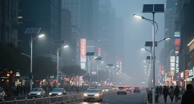 Solar street light with sensor